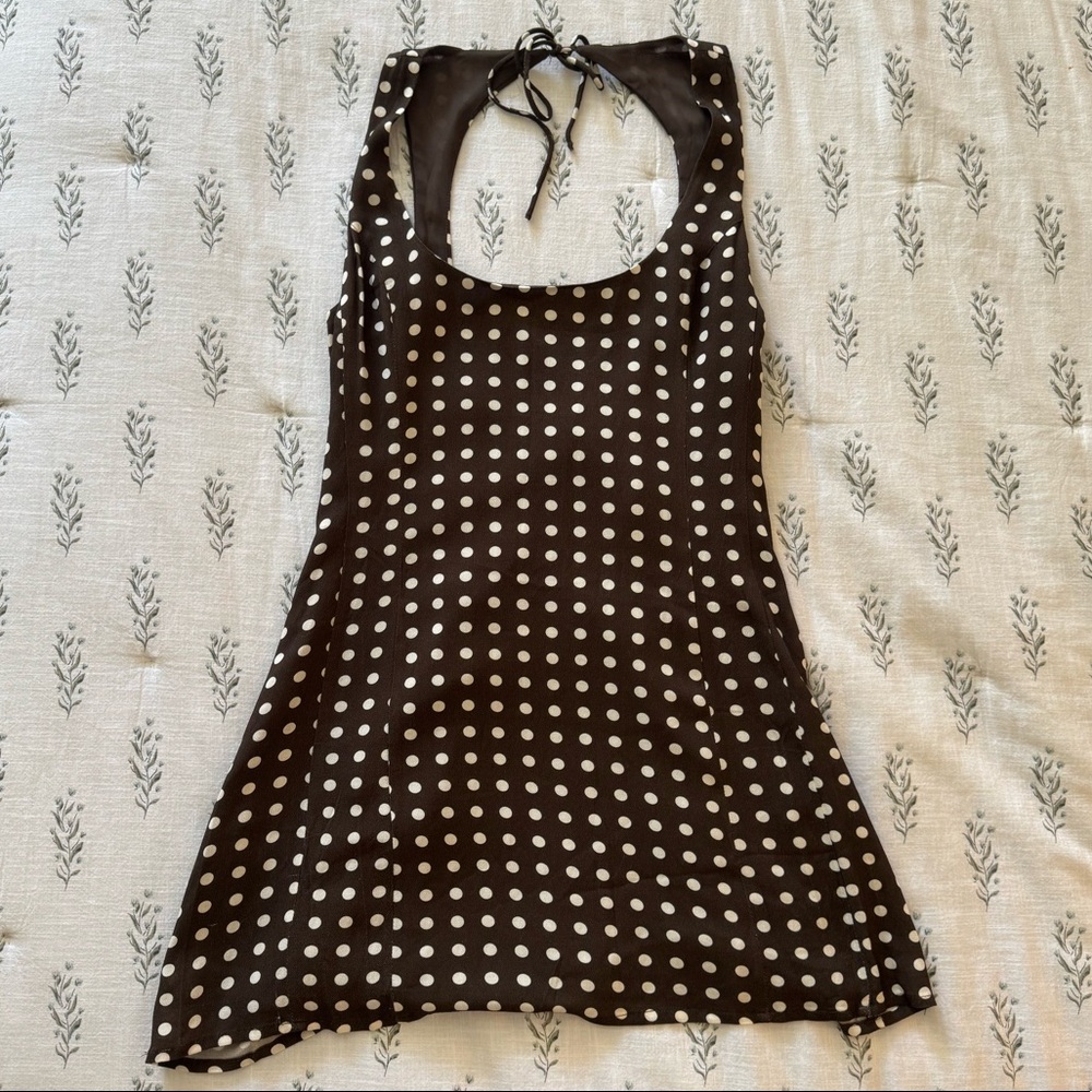 Brown Polkadot Babydoll Dress